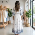 Signature Embroidered White Maxi Skirt for Women – photo 4