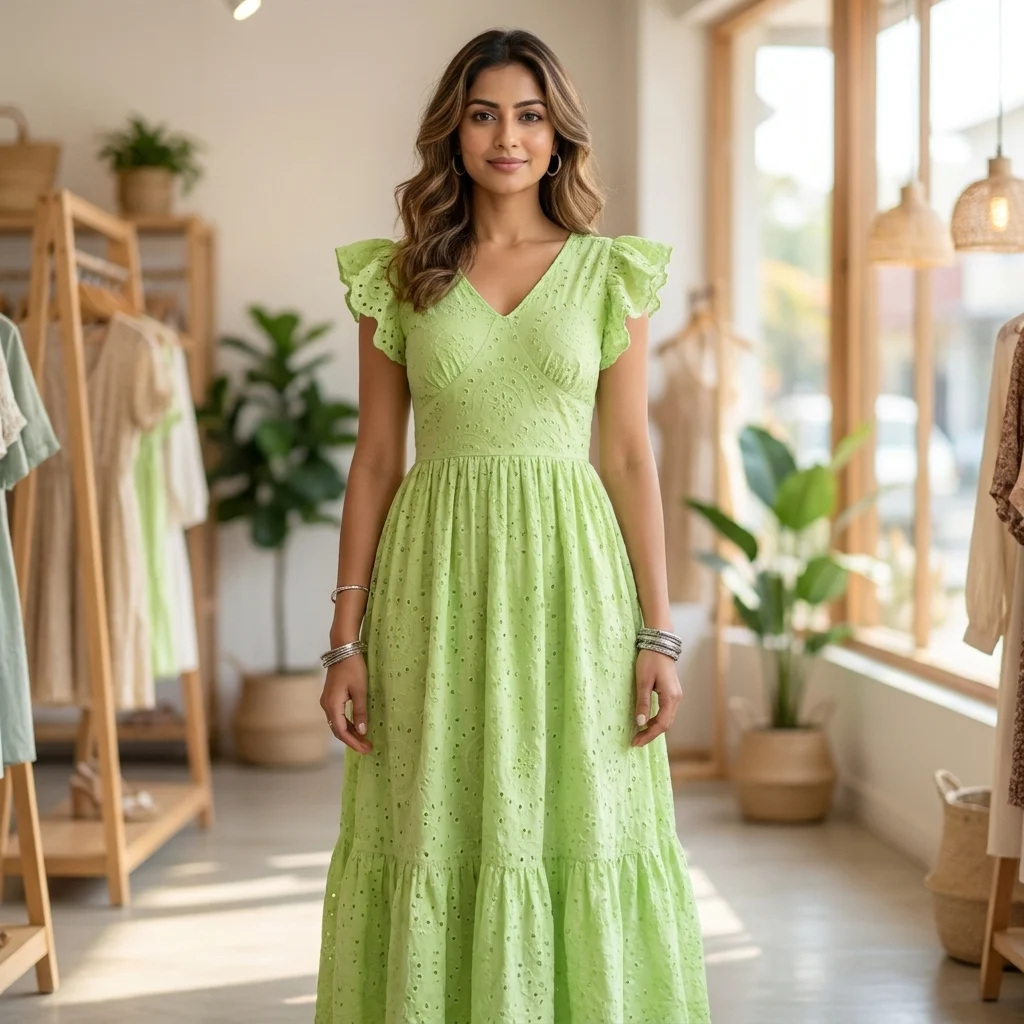 Signature Green Schiffli Eyelet Maxi Dress – green schiffli maxi dress Signature Green Schiffli Eyelet Maxi Dress – green schiffli maxi dress – photo 1