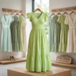 Signature Green Schiffli Eyelet Maxi Dress – photo 4