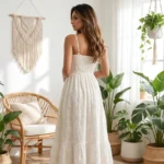 Signature Off-White Eyelet Cotton Maxi Dress for Women – photo 2