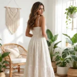 Signature Off-White Eyelet Cotton Maxi Dress for Women – photo 4