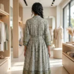 Signature Olive Green Floral Printed Shirt Maxi Dress for Women – photo 3