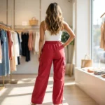 Signature Red Wide Leg Cargo Trousers for Women – photo 2