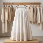 Signature White Embroidered Tiered Maxi Skirt for Women – photo 2