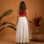 Signature White Embroidered Tiered Maxi Skirt for Women – photo 3