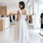 Signature White Schiffli Eyelet Midi Dress for Women – photo 2
