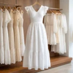 Signature White Schiffli Eyelet Midi Dress for Women – photo 3