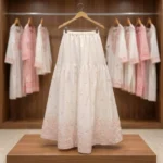 Signature Women White and Pink Floral Embroidered Tiered Maxi Skirt – photo 2