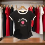 Signature Women's Black Strawberry Graphic Ringer T-Shirt – photo 4