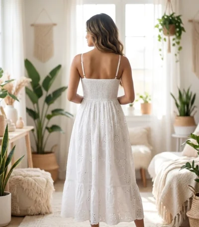 Timeless White Eyelet Tiered Maxi Dress for Women – white eyelet maxi dress – photo 1