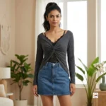 Twist Front Women's Top with Lace Layer – Twist Front women's top – photo 1