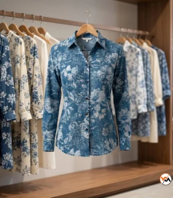 Ultimate Blue Floral Women Oversized Shirt with Classic Buttons – women oversized shirt – photo 1