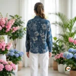 Ultimate Blue Floral Women Oversized Shirt with Classic Buttons – women oversized shirt – photo 2