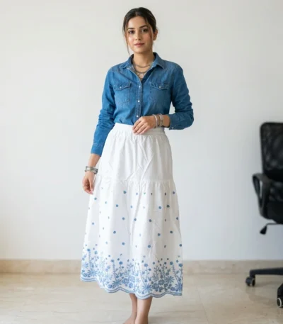 Ultimate Embroidered Women's White Skirt – white skirt – photo 1