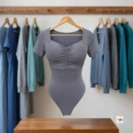 Ultimate Grey Bodysuit for Women with Ruched Bust – grey bodysuit – photo 1