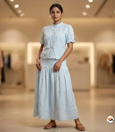 Ultimate Light Blue Cotton Co-ord Set for Women – light blue cotton co-ord set – photo 1