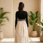 Ultimate pleated midi skirt with belt for women – pleated midi skirt – photo 2