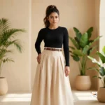 Ultimate pleated midi skirt with belt for women – pleated midi skirt – photo 4