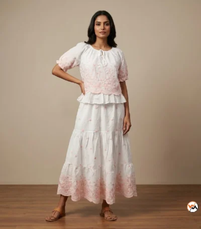 Ultimate White Cotton Co-ord Set for Women – white cotton co-ord set – photo 1