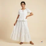 Ultimate White Cotton Co-ord Set for Women with Eyelet Embroidery – white cotton co-ord set – photo 1