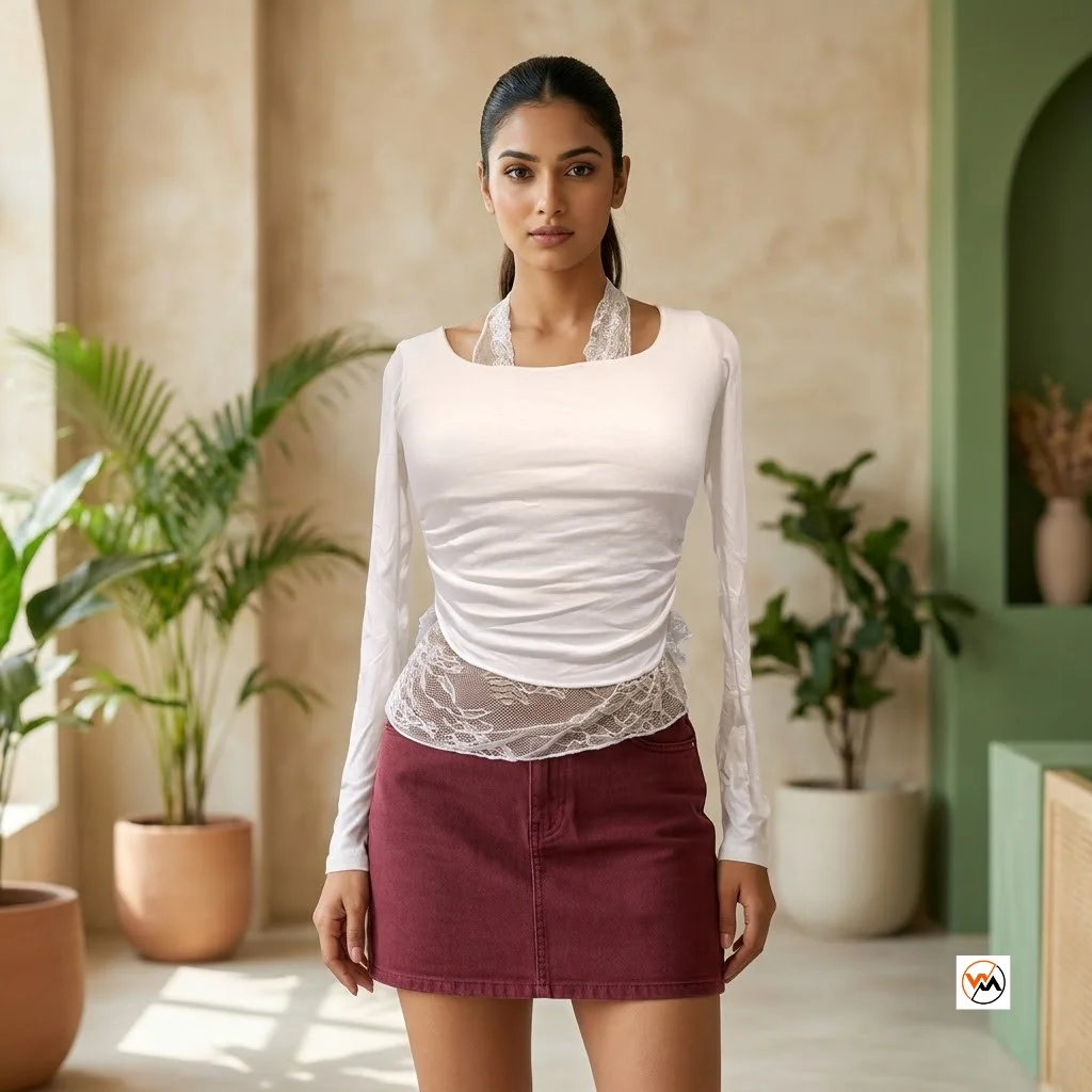 Ultimate White Lace Trim Women Top with Long Sleeves – white lace trim women top Ultimate White Lace Trim Women Top with Long Sleeves – white lace trim women top – photo 1