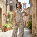 Ultimate women co-ord set in printed cream design – women co-ord set – photo 1