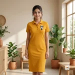 Ultimate Women Yellow Polo Dress with Graphic Applique – women yellow polo dress – photo 1