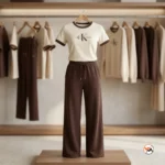 Ultimate Women's Cotton Co-ord Set Featuring Contrast Ringer Tee and Trousers – women's cotton co-ord set – photo 2