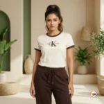 Ultimate Women's Cotton Co-ord Set Featuring Contrast Ringer Tee and Trousers – women's cotton co-ord set – photo 5