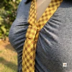 Ultimate Women's Grey Top with Yellow Plaid Tie – Women's Grey Top with Yellow Plaid Tie – photo 4