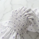 white and purple polka dot smocked peplum top (4)