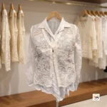 White embroidered shirt featuring a classic collar and button-down front for women – white embroidered shirt – photo 4