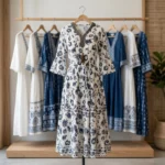 woman modeling the Womens Masi Dress, a floral print V neck midi dress (2)