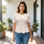 women white smocked peplum top (3)