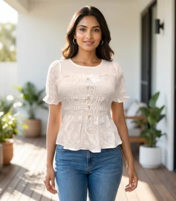 women white smocked peplum top (3)