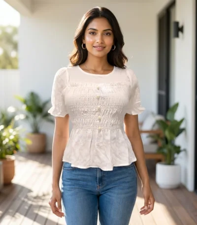 women white smocked peplum top (3)