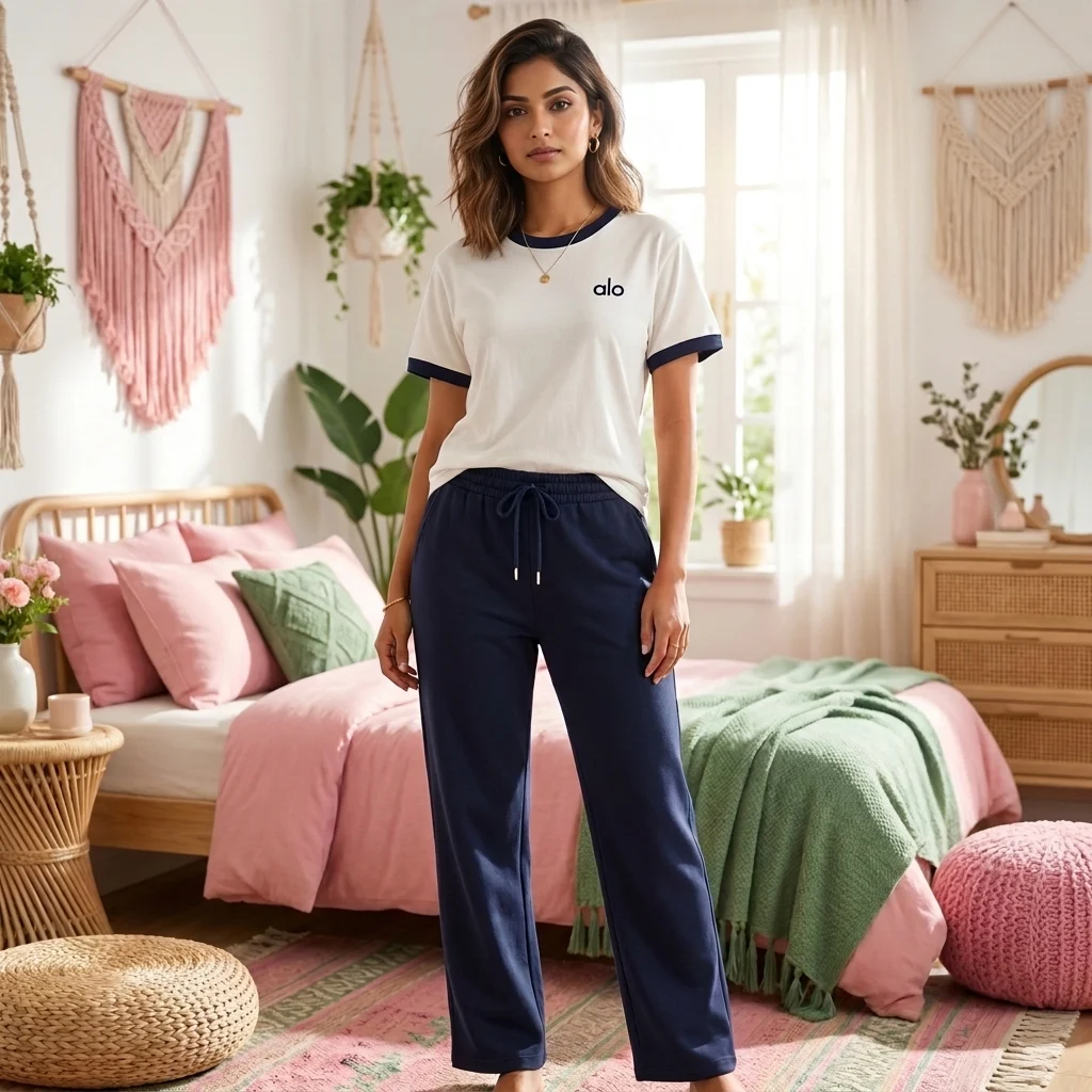 Women's Ageless Co-ord Set with Contrast Trim Tee and Lounge Pants – womens co ord set – photo 1