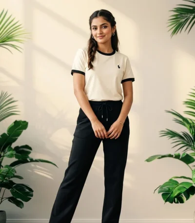 Women's Casual Contrast Trim T-Shirt and Track Pants Co-ord Set – womens co-ord set – photo 1