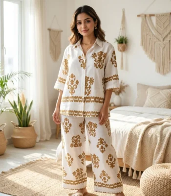 Women's Classic Printed Linen Co-Ord Set – womens printed coord set – photo 1