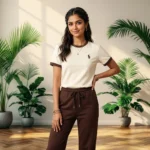 Womens co-ord set featuring an elite ringer tee and matching trousers – women's Sophisticated Co-Ord set – photo 1