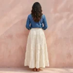 Women's Flowy White Tiered Maxi Skirt for Elegant Styling – Flowy white tiered maxi skirt – photo 1