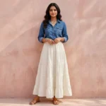 Women's Flowy White Tiered Maxi Skirt for Elegant Styling – Flowy white tiered maxi skirt – photo 2