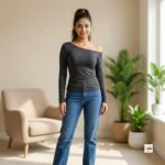 Womens off shoulder top - Exclusive grey sparkly tunic for women – womens off shoulder top – photo 1