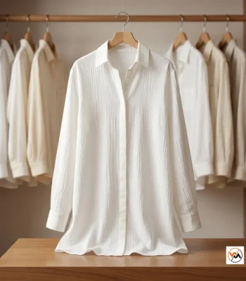 Womens oversized white shirt featuring an iconic longline tailored cut for daily wear – womens oversized white shirt – photo 1