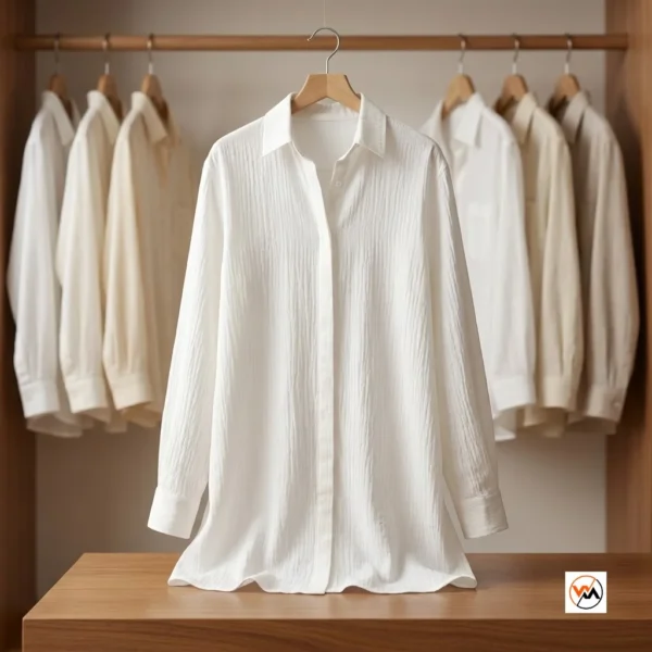Womens oversized white shirt featuring an iconic longline tailored cut for daily wear – womens oversized white shirt – photo 1