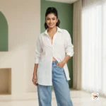 Womens oversized white shirt featuring an iconic longline tailored cut for daily wear – womens oversized white shirt – photo 4