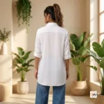 Womens oversized white shirt featuring an iconic longline tailored cut for daily wear – womens oversized white shirt – photo 5