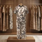 Women's Printed Co-Ord Set in Cream and Brown – photo 4