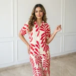 Women's Red Leaf Print Co-ord Set – photo 2