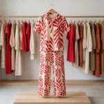 Women's Red Leaf Print Co-ord Set – photo 4